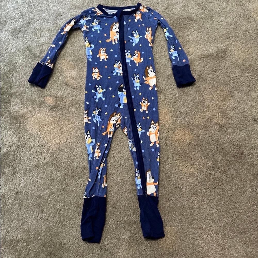 Little Sleepies Blue Character Print Footie